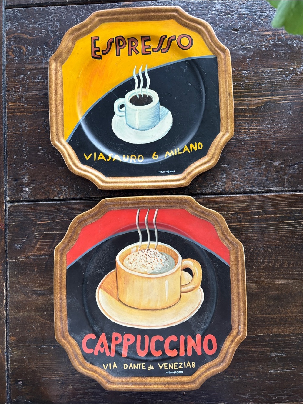 Vintage Marco Fabiano Italian Cafe Ceramic Wall Plates - set of 2